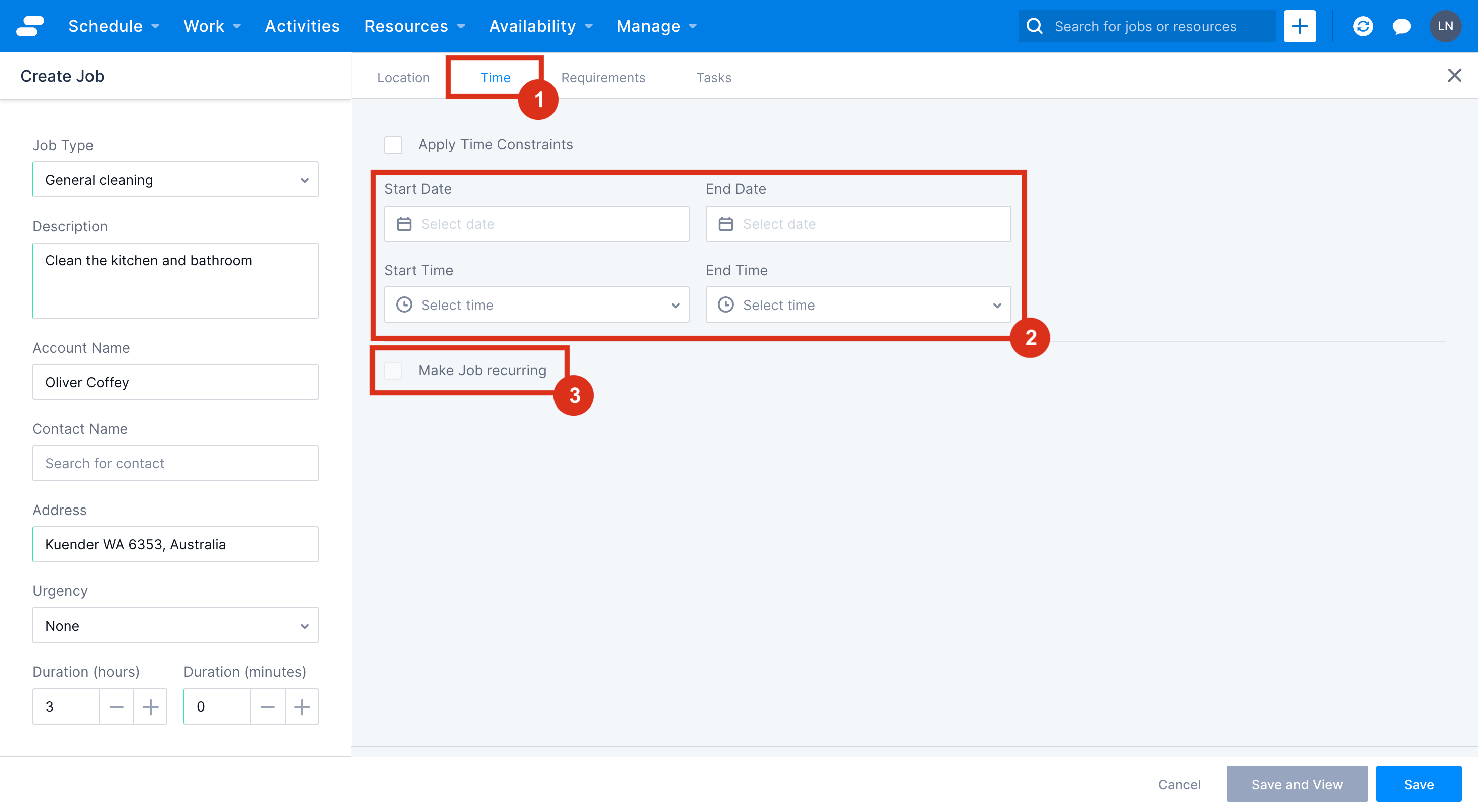 How to add a recurring schedule to a job.